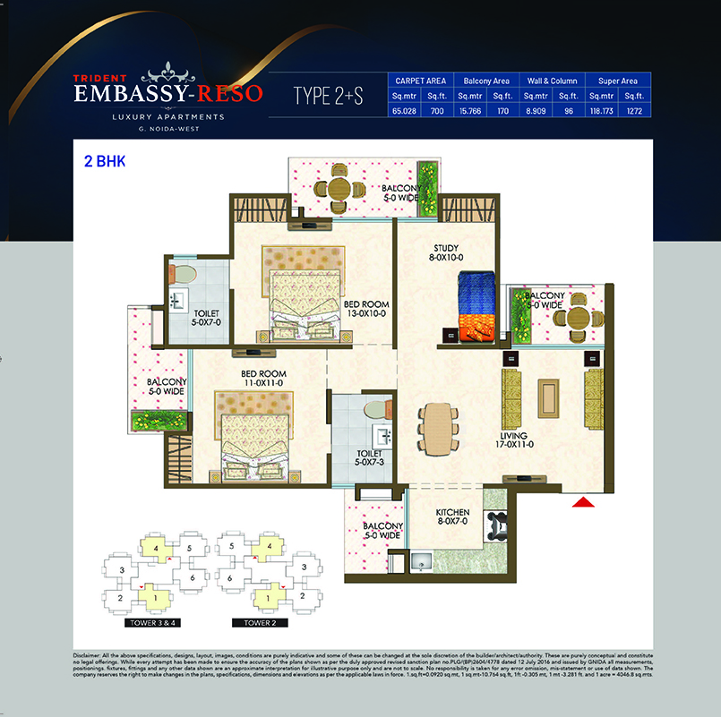 Trident Embassy 2 bhk floor plan