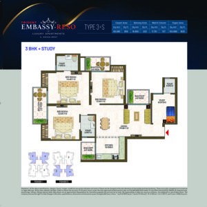 Trident Embassy 3bhk floor plan